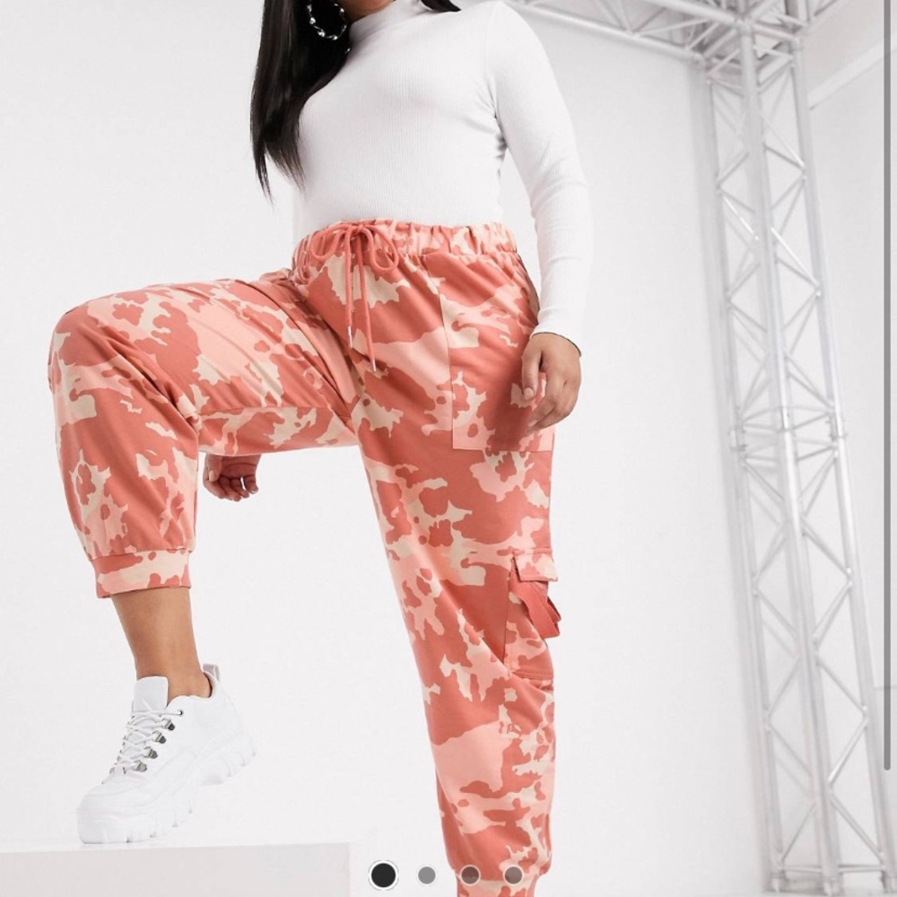 ASOS Curve Pink Camo Cargo Sweatpants